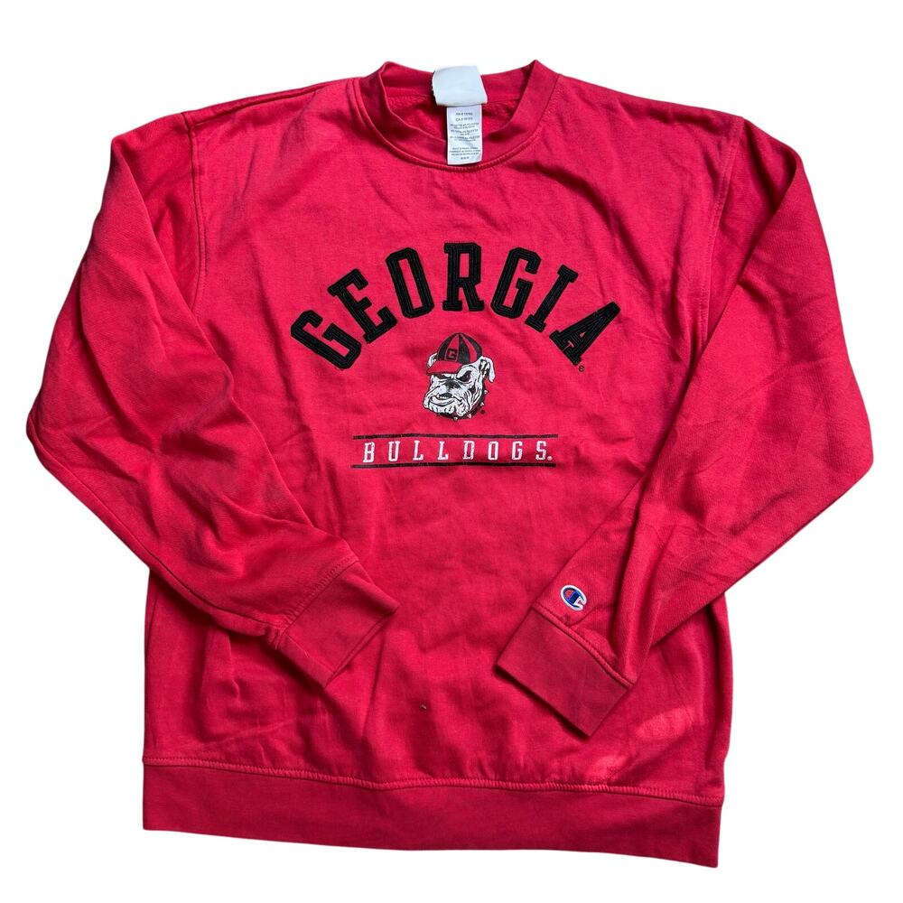 CHAMPION GEORGIA BULLDOG PULLOVER SWEATER JACKET M MEDIUM RED VINTAGE